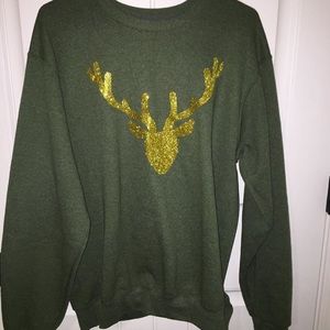 army green reindeer sweatshirt
